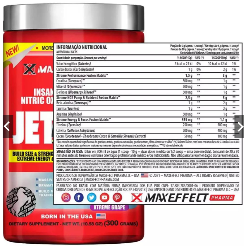 Jetfusion Xtreme Maxeffect Pre Treino 300g Sabor Limão - Imagem 2